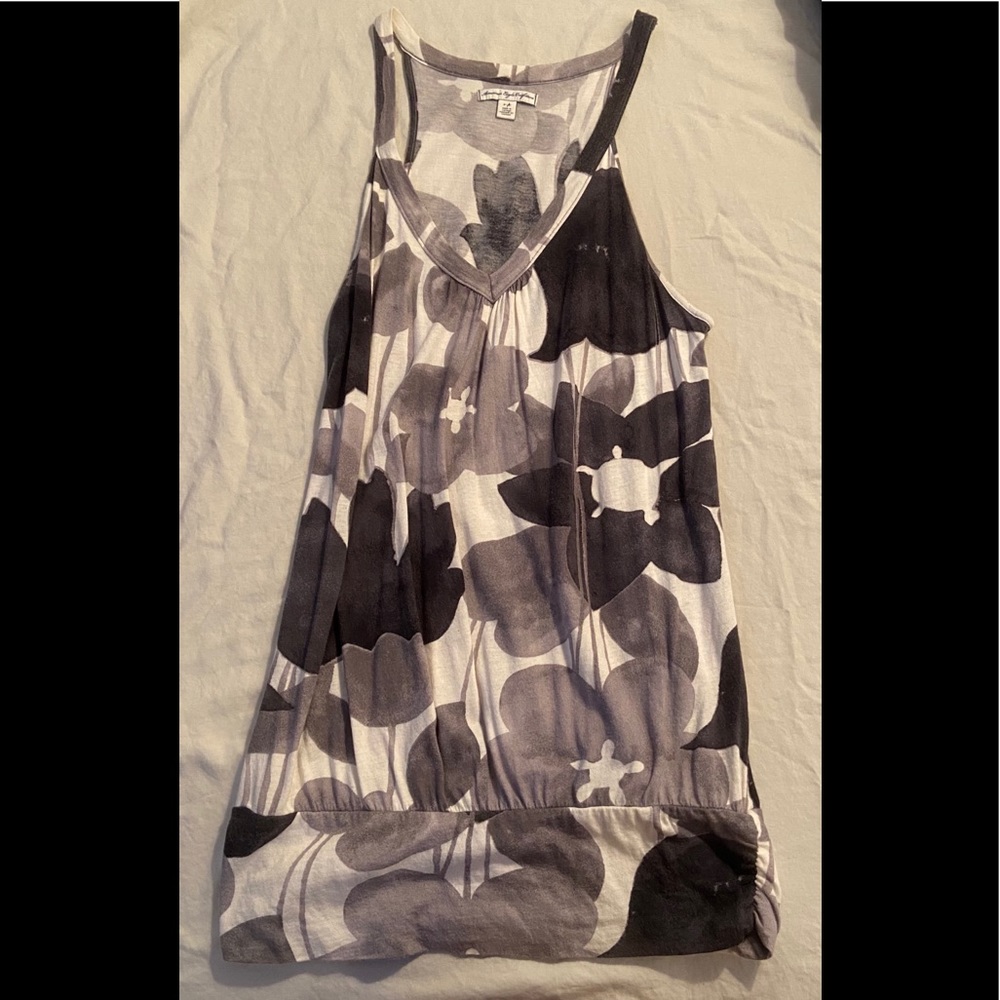 Gray/White/Black American Eagle Tank Top (Size S)
